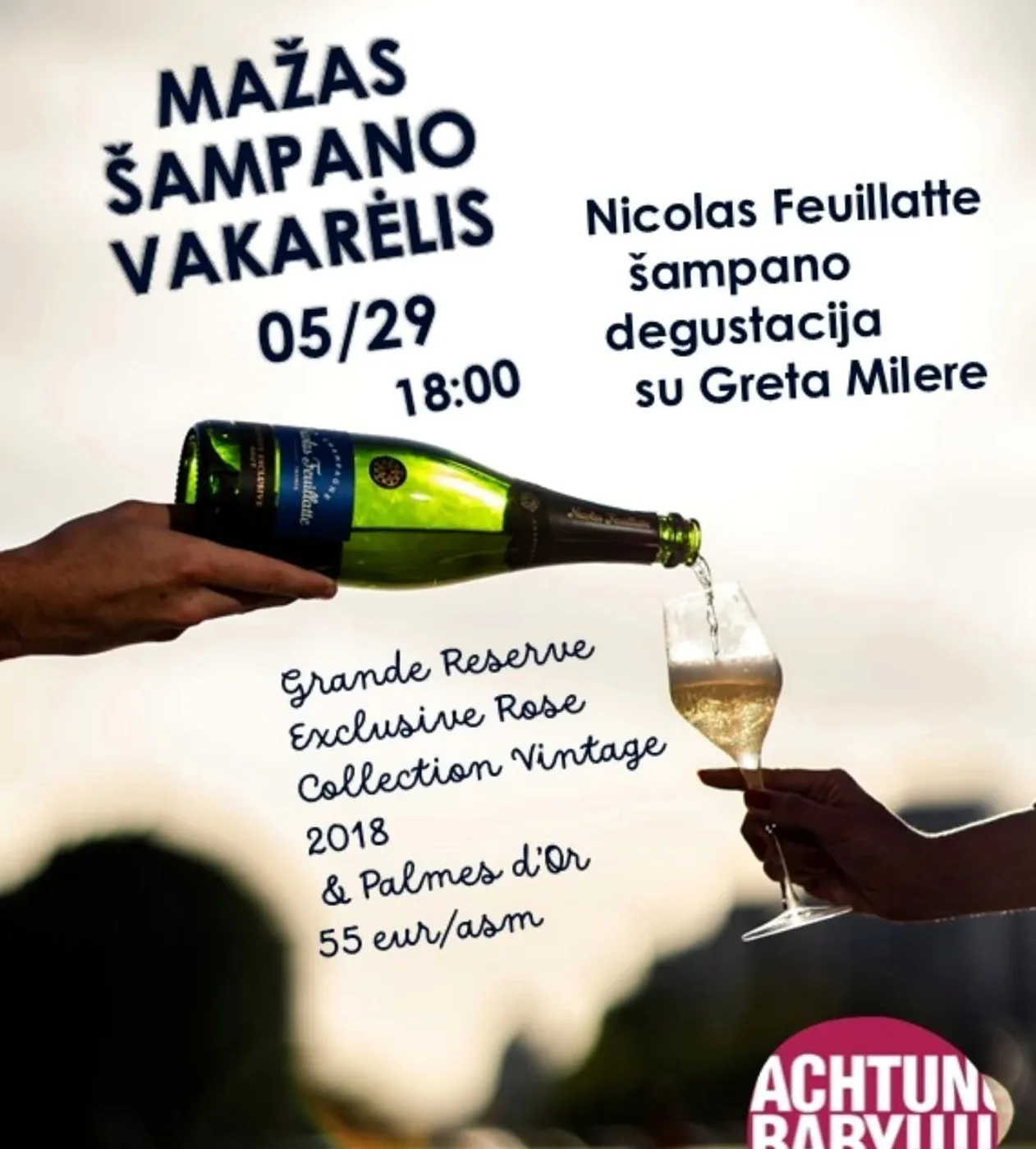 Mažo šampano vakarėlio plakatas